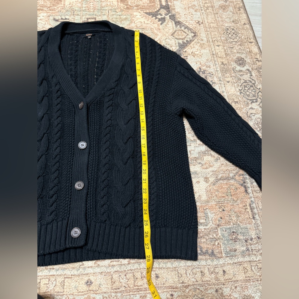 Quince Black Cable Knit Cardigan - Picture 5 of 11